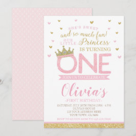 Princess First Birthday Inbjudningar