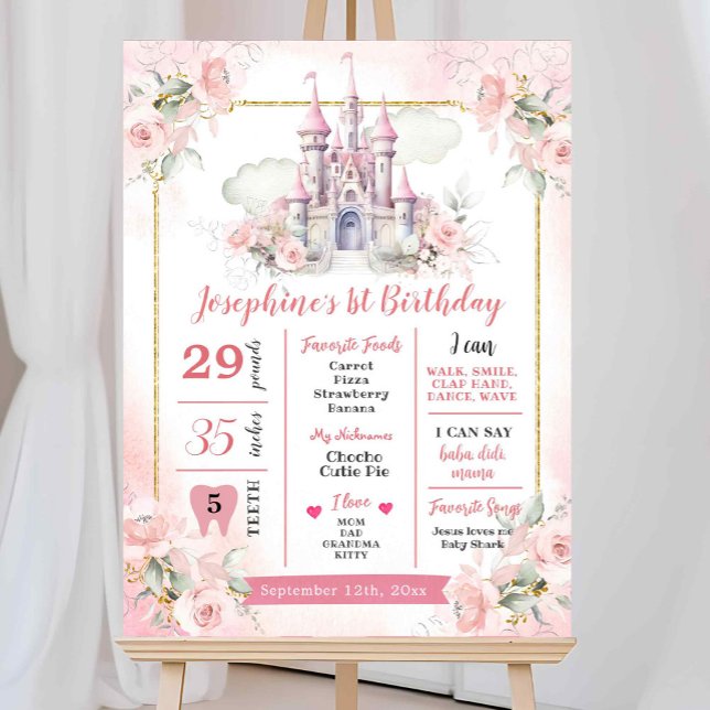Princess First Birthday Milestone Sign Poster (Skapare uppladdad)