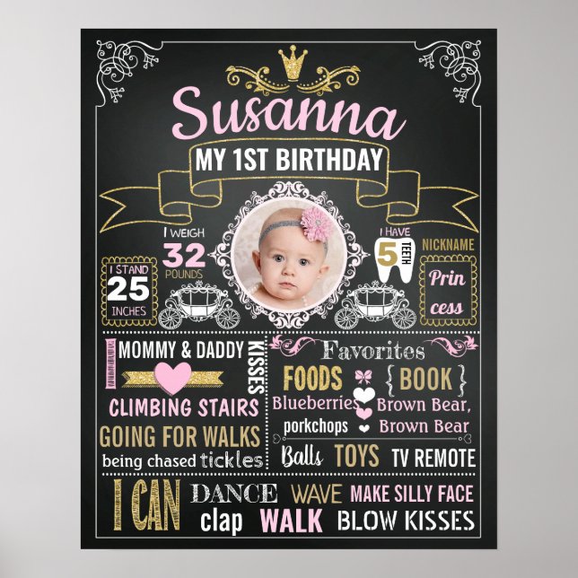 Princess First födelsefödelsedagsskylt Poster (Framsidan)