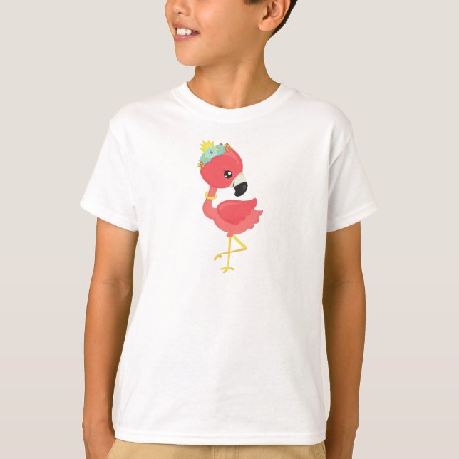 Princess Flamingo, Flowers, Krona, Cute Flamingo T Shirt (Framsida)