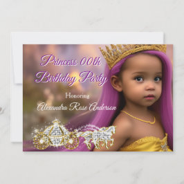 Princess Flick kalas Carriage lila guld Inbjudningar