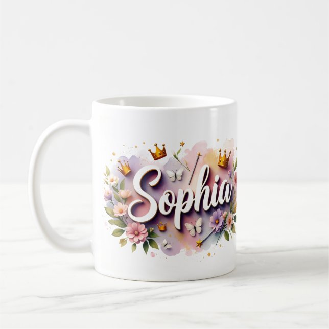Princess Floral Custom Mug – Sophia Kaffemugg (Vänster)