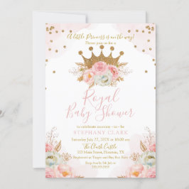 Princess Floral Pink & Gold Baby Shower Invitation Inbjudningar