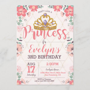 Princess Födelsedag Inbjudan - Princess Festa
