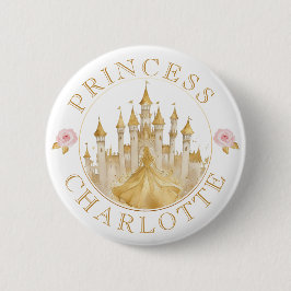 Princess Födelsedagsfest Button - Rosa och Guld Knapp