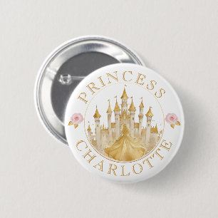 Princess Födelsedagsfest Button - Rosa och Guld Knapp