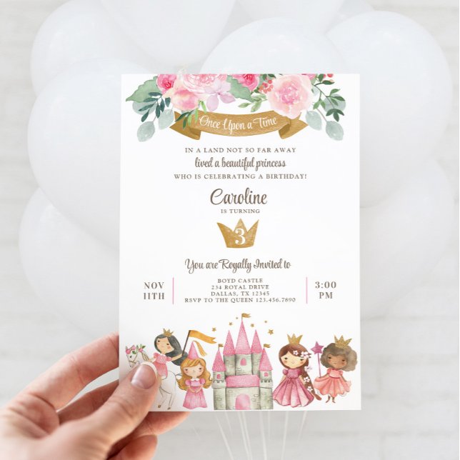 Princess Födelsedagsfest inbjudan (Princess Birthday Party Invitation)