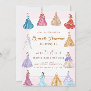 Princess födelsedagsfest inbjudningar