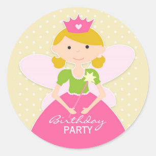 Princess Födelsedagsfest Sticker Runt Klistermärke
