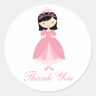 Princess Födelsedagsfest Stickers Runt Klistermärke