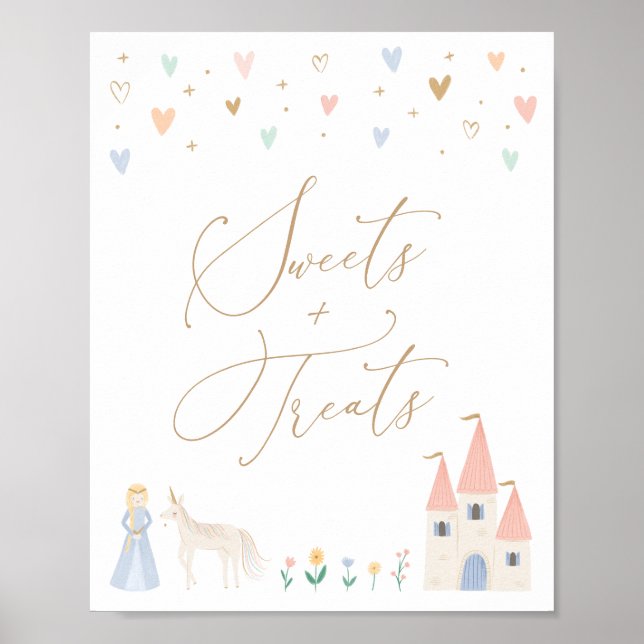 Princess Födelsedagsfest Sweets and Treats Sign Poster (Framsidan)