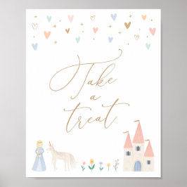 Princess Födelsedagsfest Ta ett Treat Bord-tecken Poster