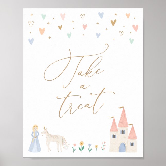 Princess Födelsedagsfest Ta ett Treat Bord-tecken Poster (Framsidan)