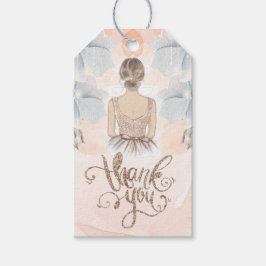 Princess Födelsedagsfest Tack Beige glitter Presentetikett