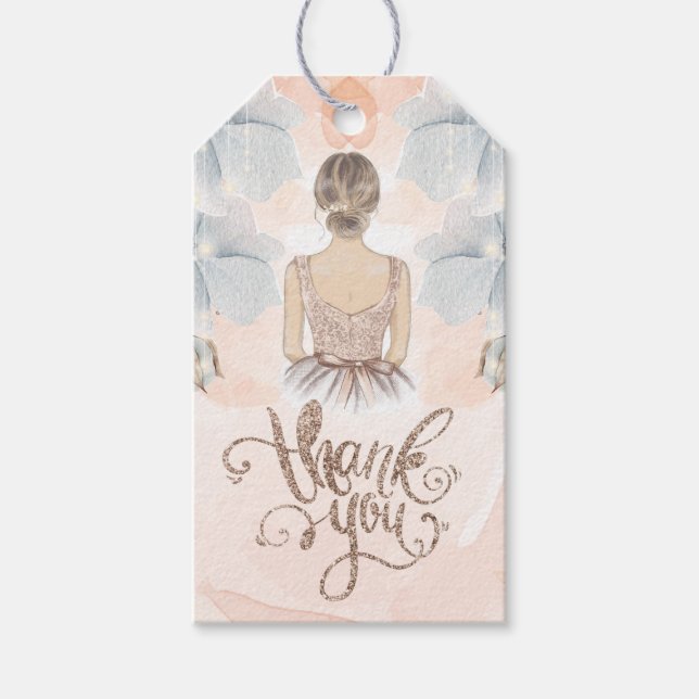 Princess Födelsedagsfest Tack Beige glitter Presentetikett (Framsidan)