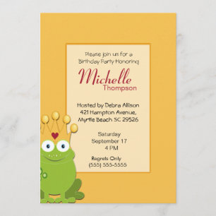 Princess Frog Birthday-inbjudningar Inbjudningar