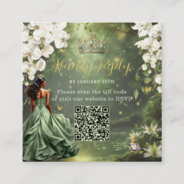 Princess & Frog Green Dress Sweet 16 Quince XV QR Tilläggskort