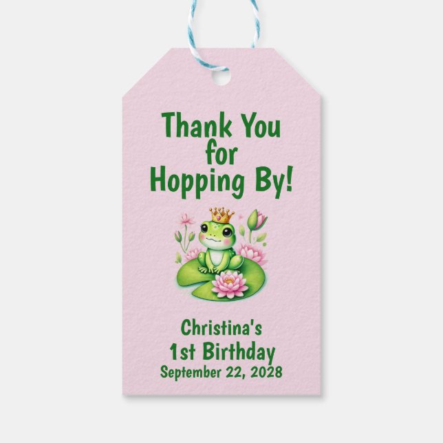 Princess Frog Tack Birthday Presentetikett (Baksidan)