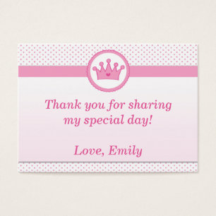 Princess Gift Favor Label Märkre Rosa Tack Visitkort