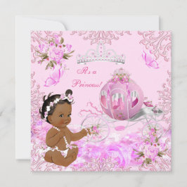 Princess Girl Baby Shower Rosa Carriage Ethnic Inbjudningar