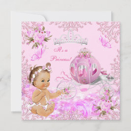 Princess Girl Baby Shower Rosa Carriage Inbjudningar