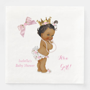 Princess Girl Baby Shower Rosa Guld Krona Ethnic Pappersservett