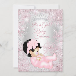 Princess Girl Baby Shower Rosa Winter Wonderland Inbjudningar