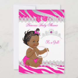 Princess Girl Baby Shower Shock rosa Zebra Ethnic Inbjudningar