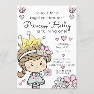 Princess Girl First Birthday Celebration Inbjudningar