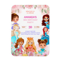 Princess Girl Födelsedagsfest 3:e Årets inbjudan