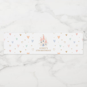 Princess Girl Födelsedagsfest Vattenflaskor Etikett