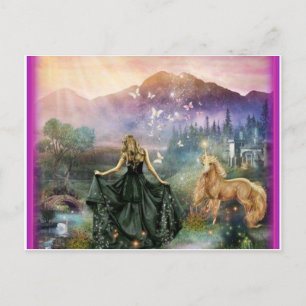 Princess Girl in Gown with Horse Fantasy Scene Vykort