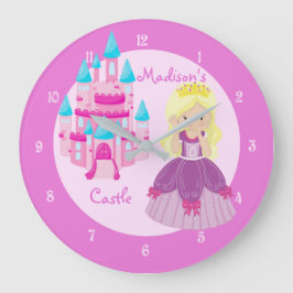 Princess Girl Rosa Castle Cute Anpassningsbar Chil Stor Klocka