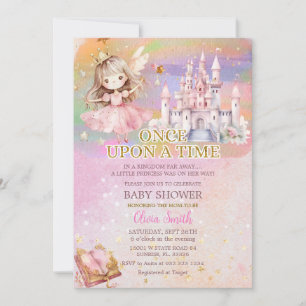 Princess Girl Rosa Rainbow Baby Shower Inbjudningar