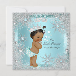 Princess Girl Shower Teal Blue Hearts Ethnic nic Inbjudningar