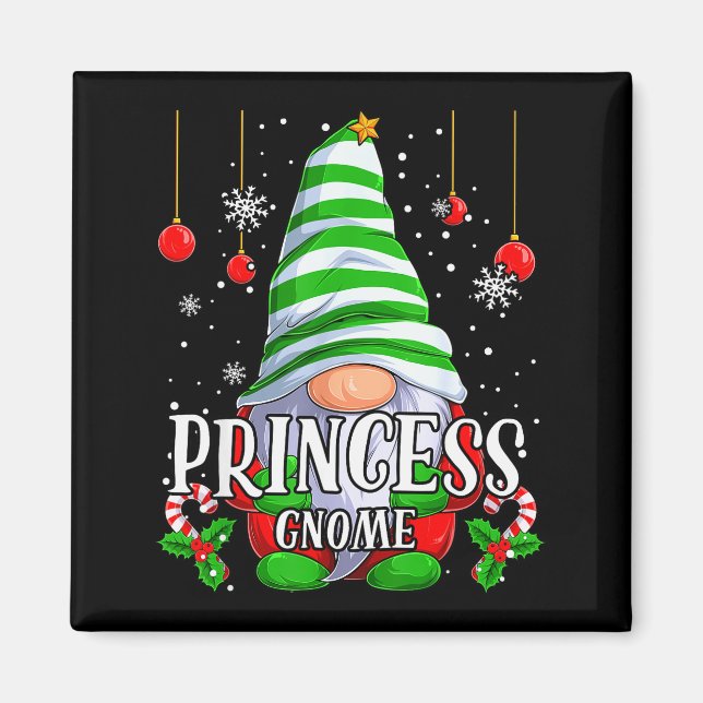 Princess Gnome Christmas Pajamas Matching Family G Magnet (Framsidan)