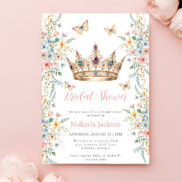 Princess Gold Crown Floral Butterfly bridal shower Inbjudningar
