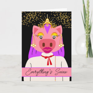 Princess Gris Royalty All's Swine Pun Kort