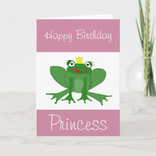 Princess Groda Födelsedag Kort Customisable