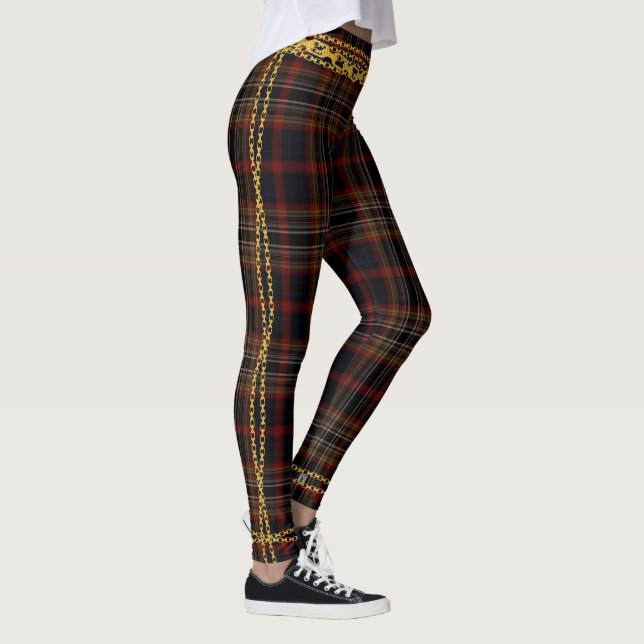 Princess Guld chain Black Red Play Tartan Leggings (Höger)