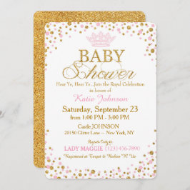 Princess Guld Glitter Sprinkle Baby Shower Inbjudningar