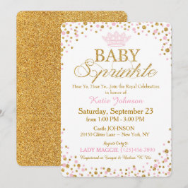 Princess Guld Glitter Sprinkle Baby Shower Inbjudningar