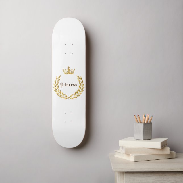 Princess Guld Krona Mini Skateboard Bräda 18,5 Cm (Väggkonst)