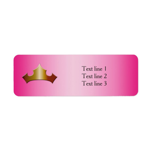 Princess Guld Krona Rosa Party Adressetiketter Returadress Etikett (Framsidan)
