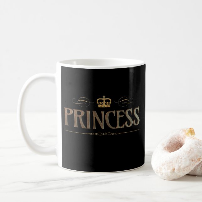 Princess Guld Metall - Grand Medieval Royal Krona Kaffemugg (Med munk)