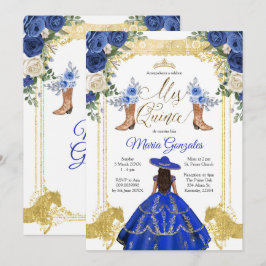 Princess Guld Navy Boots Charra 15th Anos 2 Inbjudningar