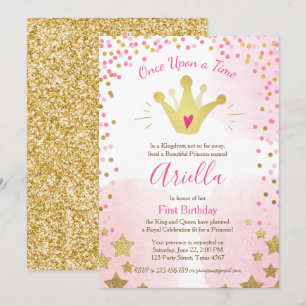 Princess Guld Rosa Krona Inbjudningar