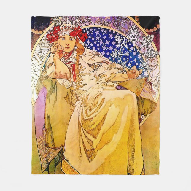 Princess Hyacinth Poster av Alphonse Mucha Fleecefilt (Framsidan)