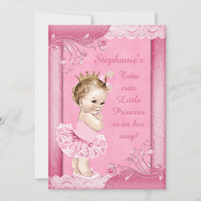 Princess i baby shower för TutuFauxsnöre Inbjudningar (Framsida)