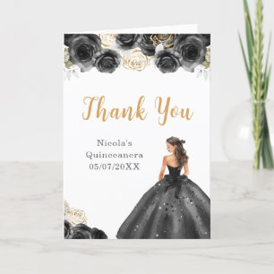 Princess i Black Dress Quinceanera Tack Kort